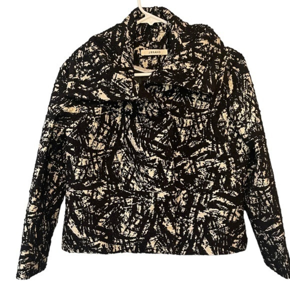 J BRAND Black and Cream Abstract Blazer Jacket from Sample Small (4-6)?
